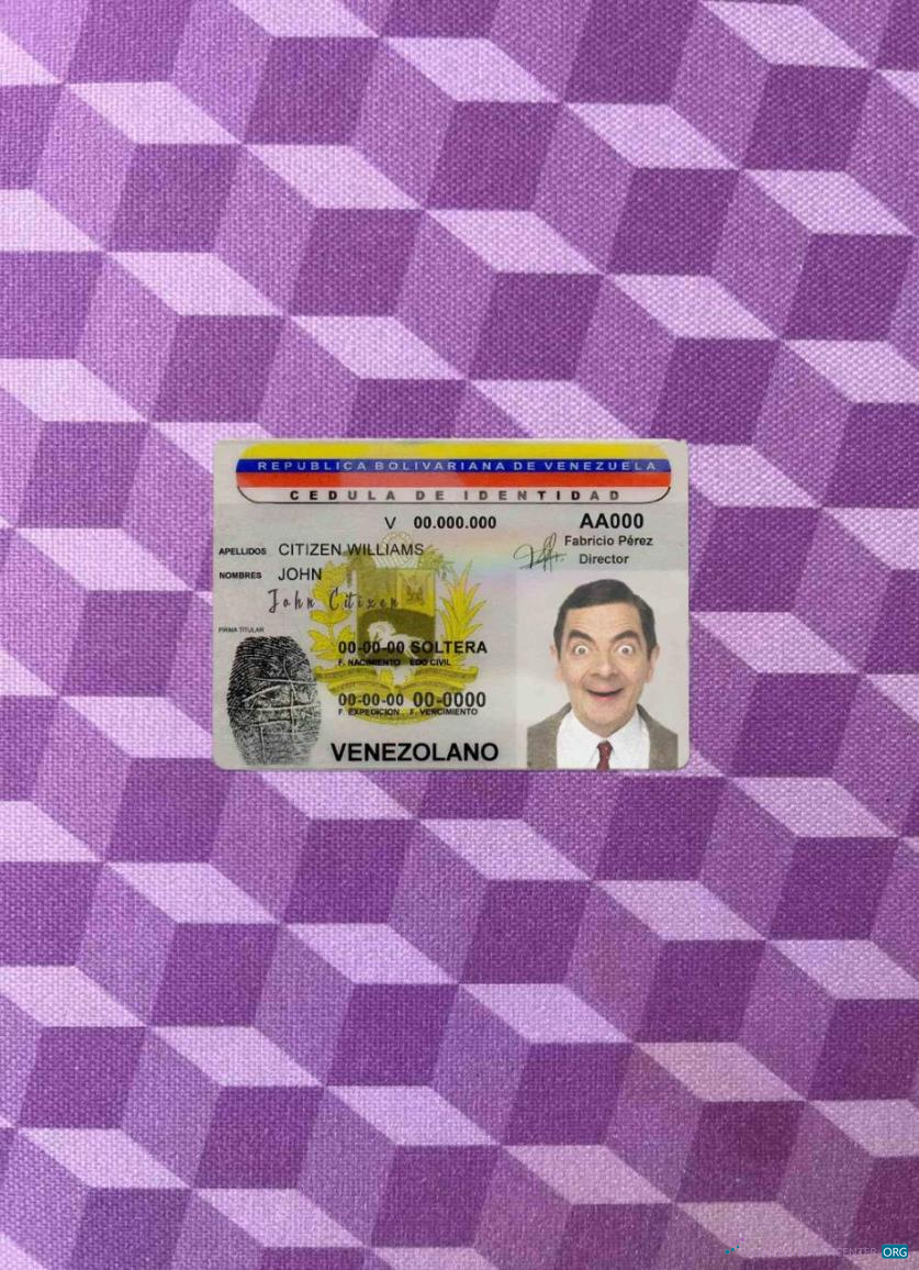 Download Venezuela ID photolook FRONT Photoshop template